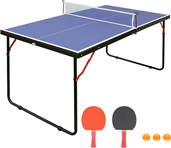 Portable Indoor Outdoor Table Tennis Table with 2 Paddles, 3 Balls and Net