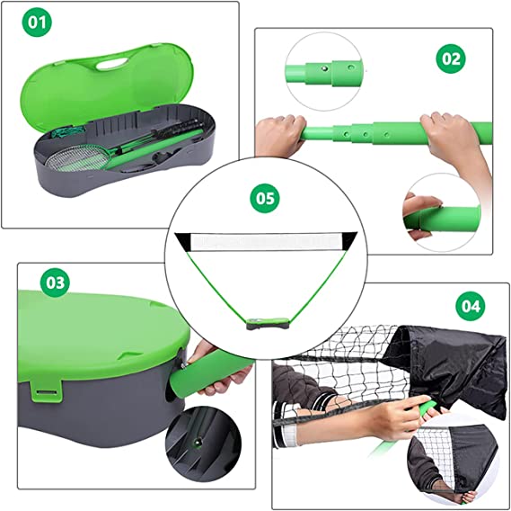 Portable Badminton Net Set with Storage Base