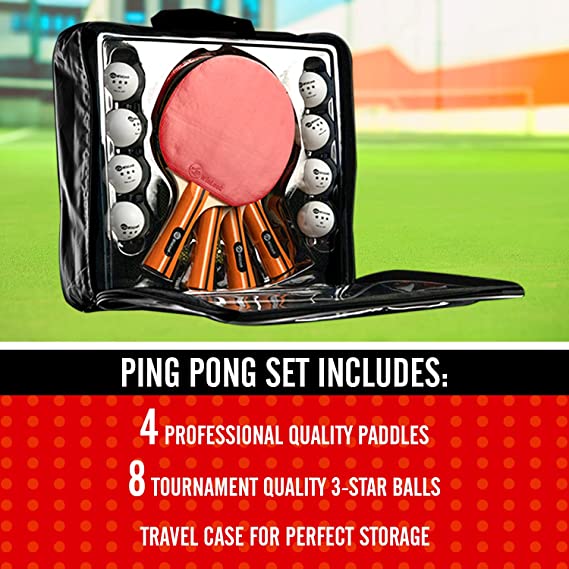 Portable Table Tennis Paddle Set with Ping Pong Paddle Case & Ping Pong Balls