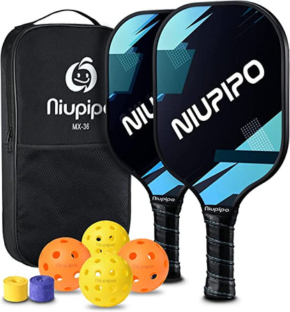 Lightweight Pickleball Paddles Set of 2 w/Fiberglass Surface