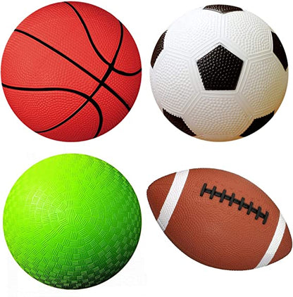 Pack of 4 Sports Balls with 1 Pump