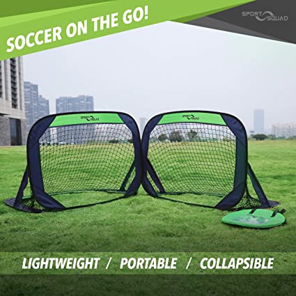 Set of Two 4' Pop Up Training Soccer Goals with Compact Carrying Case