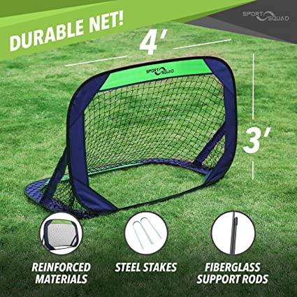 Set of Two 4' Pop Up Training Soccer Goals with Compact Carrying Case